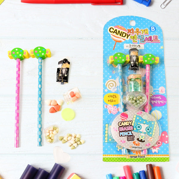 Fun Candy Design Pencil Set with Accessories (1 Set / Mix Design) - justgrabit.in | Just Grab It