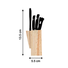 Kitchen Knife Set with Wooden Block and Scissors, Chhari (5 pcs, Black) - justgrabit.in | Just Grab It