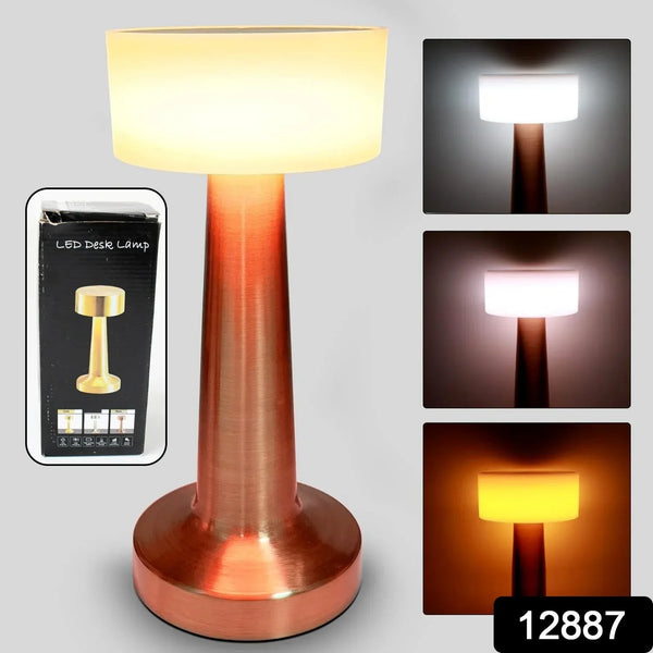 LED Lamp with Touch Control | Decorative Desk Lamp, Portable Metal LED Table Lamp, USB Rechargeable, 3 Color, 3 Levels Brightness, Dimmable Eye Protection Modern Lamp for Home Decor Party Kids Room Bedroom (1 Pc) - justgrabit.in | Just Grab It