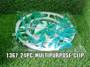 Plastic Round Cloth Drying Stand Hanger with 24 Clips (Multicolour) - Justgrabit Inc.