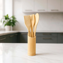 Eco - Friendly Bamboo Spatula Set with Holder (4 Pc) - justgrabit.in | Just Grab It