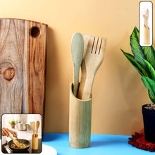 Eco - Friendly Bamboo Spatula Set with Holder (4 Pc) - justgrabit.in | Just Grab It