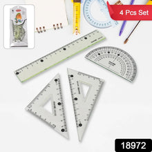 4 - Piece Geometry Set, Triangle Ruler Protractor Straight Ruler - Justgrabit Inc.