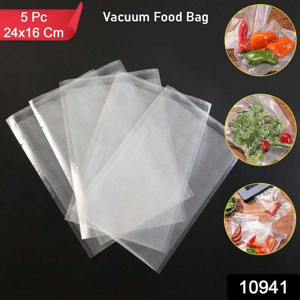 Vacuum Food Storage Bag Set (5 Pcs, 24x16 cm) - justgrabit.in | Just Grab It