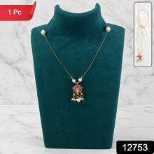 Traditional Lotus Motif Pendant Chain (1 Pc) - justgrabit.in | Just Grab It