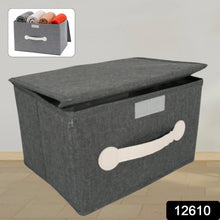 Small Foldable Storage Box With Lid And Handles, Cotton And Linen Storage Bins And Baskets Organizer For Nursery, Closet, Bedroom, Home (28×20×16 Cm / 1 pc) - Justgrabit Inc.