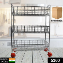 3 - Tier Stainless Steel Kitchen Trolley - justgrabit.in | Just Grab It
