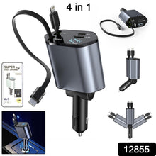 4 - in - 1 Super Fast Car Charger with Dual Built - In Cables, Dual USB Ports, - justgrabit.in | Just Grab It