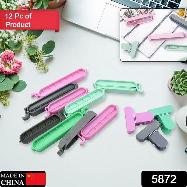 12 Pieces Food Clips, Plastic Food Bag Clips Reusable Bag Clips for Food Storage Colorful Sealing Clips for Snack, Coffee, Home, Kitchen, Travel, Camping - justgrabit.in | Just Grab It