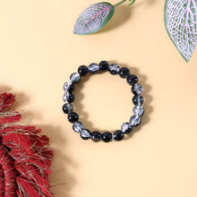 Elegant Dual - Tone Crystal Beaded Stretch Bracelet (1 Pc) - justgrabit.in | Just Grab It
