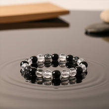 Elegant Dual - Tone Crystal Beaded Stretch Bracelet (1 Pc) - justgrabit.in | Just Grab It