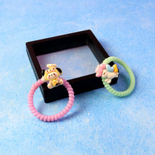 Cute Cartoon Charm Coil Hair Bands (2 Pc / Display Box) - justgrabit.in | Just Grab It