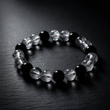 Elegant Dual - Tone Crystal Beaded Stretch Bracelet (1 Pc) - justgrabit.in | Just Grab It