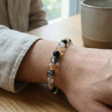 Elegant Dual - Tone Crystal Beaded Stretch Bracelet (1 Pc) - justgrabit.in | Just Grab It