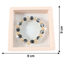 Elegant Dual - Tone Crystal Beaded Stretch Bracelet (1 Pc) - justgrabit.in | Just Grab It