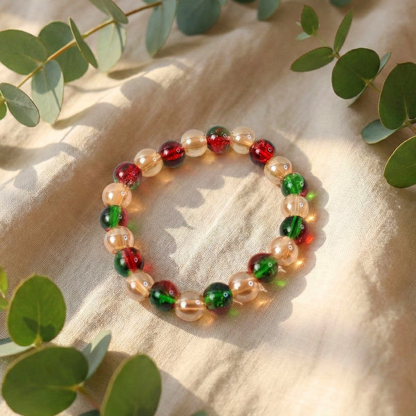 Multicolor Glossy Bead Stretch Bracelet (1 Pc) - justgrabit.in | Just Grab It
