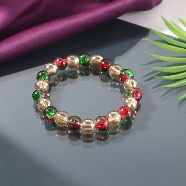 Multicolor Glossy Bead Stretch Bracelet (1 Pc) - justgrabit.in | Just Grab It