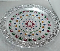 Silver Plated Pooja Thali - Justgrabit Inc.