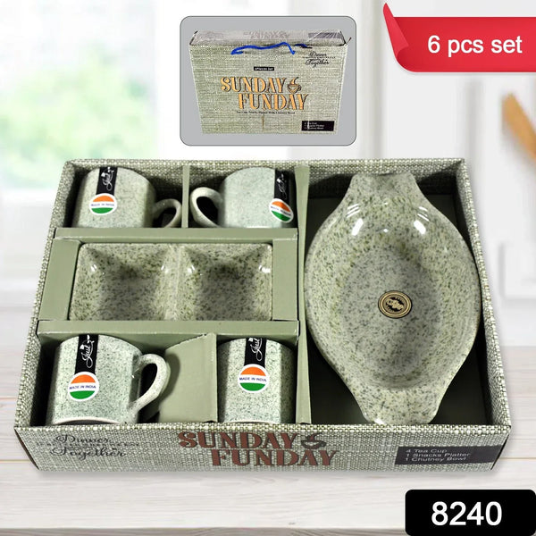 Sunday Funday 6 - Piece Tea Set – Platter & Dual Bowl - Justgrabit Inc.