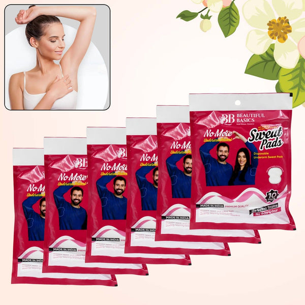 Beautiful Basics Underarms Sweat Pads Disposable (Pkts 6x 60 Pcs Set) - justgrabit.in | Just Grab It