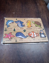 Seawater Animal Wooden Puzzle Learning Educational Board (1 Set) - justgrabit.in | Just Grab It