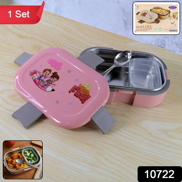 Kids Cartoon Lunch Box Set with Stainless - Steel Inner Tray (1 Set) - justgrabit.in | Just Grab It