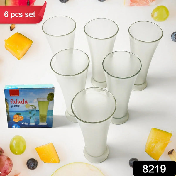 High Quality Faluda, ice cream, Juicer and Water Glasses Set of 6 Transparent, Drinking Water Glasses Stylish Glasses for Faluda, Water, Juice, Glass Set of 6 Pcs (Plastic 300 ML Approx) - Justgrabit Inc.