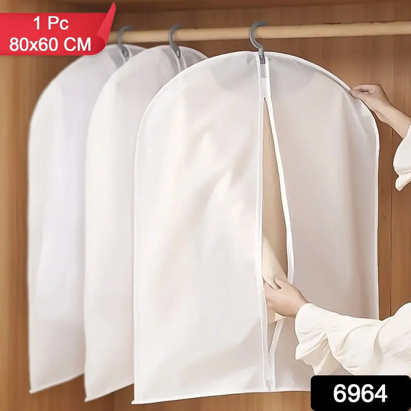 Foldable Non Woven Men's Coat Blazer Suit Cover (80×60 CM / 1 Pc / White Side Chain Suit Cover) - justgrabit.in | Just Grab It