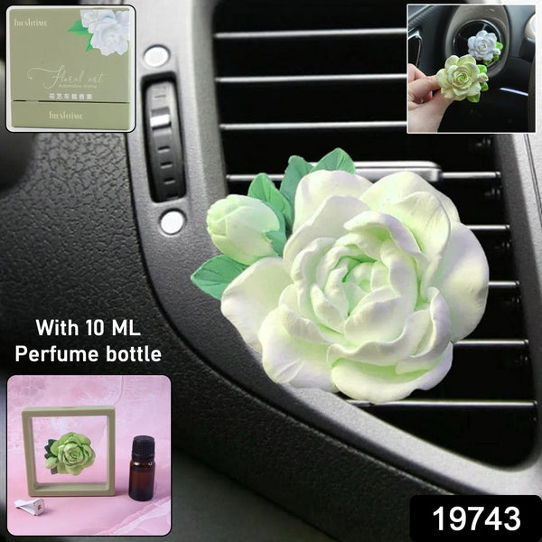 Elegant Rose Flower Car Air Freshener Clip for AC Vent with Perfume Bottle 10ML(1 Pc) - justgrabit.in | Just Grab It