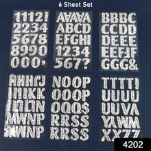 Silver Gem Letter & Numbers Stickers 1 Inch Letters, 130 Count (Pack of 6 Sheets) - justgrabit.in | Just Grab It