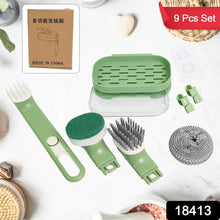 Dish Brush Set with Handle, Replacement Heads, Drain Tray in Kitchen (9 Pcs Set) - justgrabit.in | Just Grab It