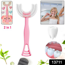 2 In1 U - Shape Silicone Manual Toothbrush & Tongue Scraper Cleaner Brush (1 Pc) - justgrabit.in | Just Grab It