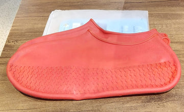 Orange Non - Slip Silicone Rain Reusable Anti skid Waterproof Fordable (1 Pair) - justgrabit.in | Just Grab It