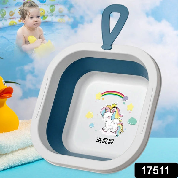 Space - Saving Foldable Baby Wash Basin, Lightweight & Easy to Clean for Home (28×28 Cm) - Justgrabit Inc.