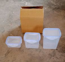 Kitchen Storage Container Set with Food Grade Plastic and Air Seal Lock Lid for Storage of Grocery, Spices, Dry fruits Use For Home, Office, Restaurant, Canteens (3 Piece Set) - justgrabit.in | Just Grab It