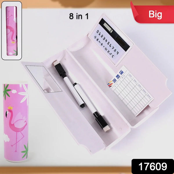 8 in 1 Compass Box, Geometry Box 2 Compartment, Pencil Box with 1 Calculator, 1 Mirror, 2 in 1 Marker Pen - Justgrabit Inc.