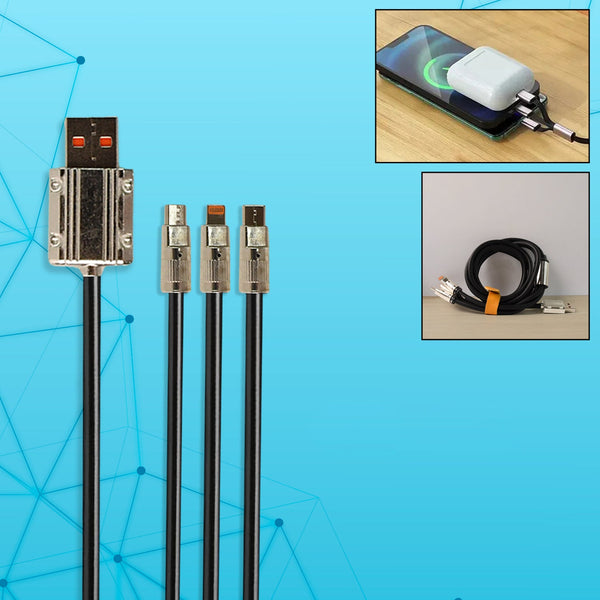 3 in 1 Multi Super Fast Charging Cable (1 Pc / 2 Mtr.) - justgrabit.in | Just Grab It