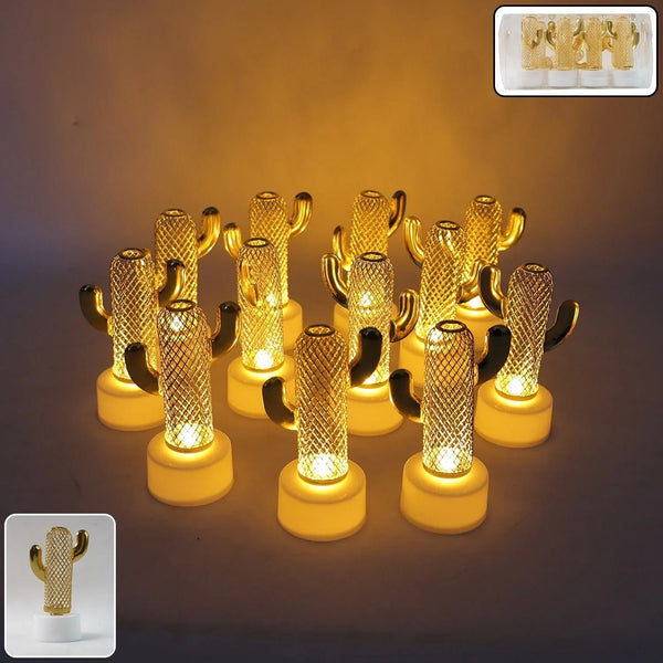 Decorative Cactus Shaped Flameless LED Candles (12 Pc) - justgrabit.in | Just Grab It