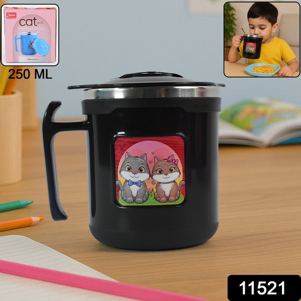 1 Pc Apex Cat Mug – 250 ml Stainless Steel Insulated Inner with Cute Cat Print - justgrabit.in | Just Grab It