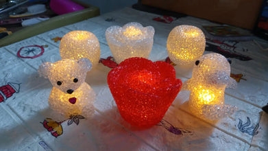 MULTI SHAPE SMALL LIGHT LAMPS LED SHAPE CRYSTAL NIGHT LIGHT LAMP (6 PC SET) - justgrabit.in | Just Grab It