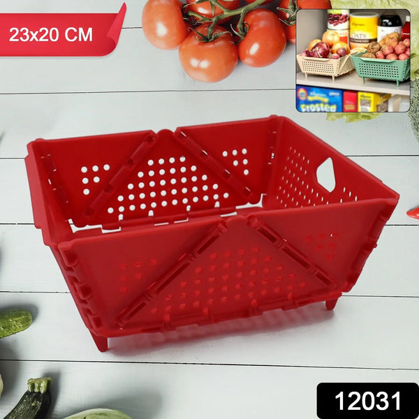 Flexi fold Storage Basket Box with Holes Ventilated Design (23×20 Cm / 1 Pc) - justgrabit.in | Just Grab It