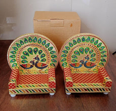 Meenakari Work Laddu Gopal Singhasan / Sihasan for Pooja Mandir Wooden Krishna Ladoo Bal Gopal Sofa Asan, Home Decorative Premium Look Decorative Singhasan Suitable For Home, Office, Restaurant (2 Pc Set) - Justgrabit Inc.