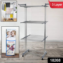 Premium Heavy Duty Stainless Steel 3 Layer Foldable Cloth Drying Stand (1 Set / With Color Box) - justgrabit.in | Just Grab It