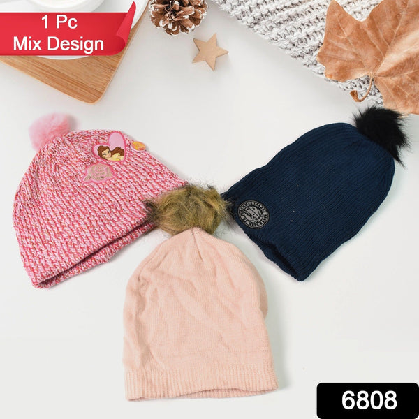 Small Cap for Winter Woolen Knitted Inside Fur Caps (1 Pc / Mix Design & Color) - justgrabit.in | Just Grab It