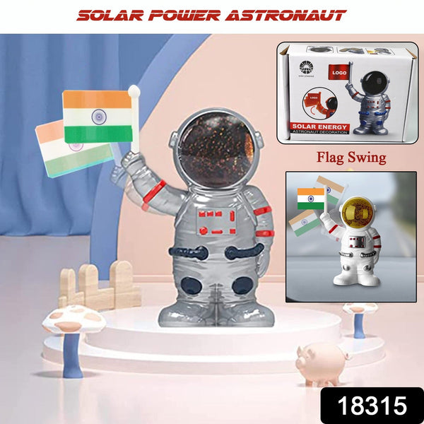 Solar Power Astronaut Ornament Moving Hand with Indian Flag (1 Pc) - justgrabit.in | Just Grab It