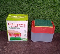 2 - in - 1 Liquid Soap Dispenser on Countertop with Sponge Holder - Justgrabit Inc.
