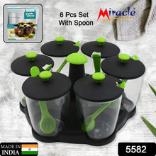 Multipurpose 6 Piece Miracle Revolving Plastic Spice Container Rack With 6 Spoon, Condiment Set, Masala Rack Set, Revolving Spice Rack Aachar Container Chutney Mukhwas Tray Masala Dining Spice Stand - Justgrabit Inc.