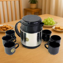 Tea and Coffee Thermos Flask and 6 Ceramic Cups (1 Set) - Justgrabit Inc.