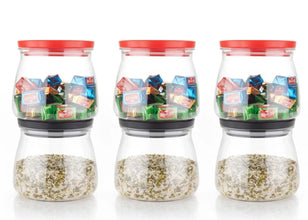 Matka Shaped Jar with Air Tight & Leak Proof Lid (Multicolour) (Set of 6) (900Ml) - Justgrabit Inc.