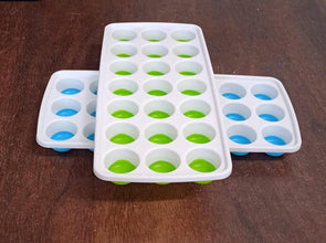 21 Cavity Up Ice Cube Trays - Easy Release, Flexible Silicone Bottom - Stackable, BPA Free, Food Grade - for Convenient Freezer Ice Making (2 Pc Set) - Justgrabit Inc.